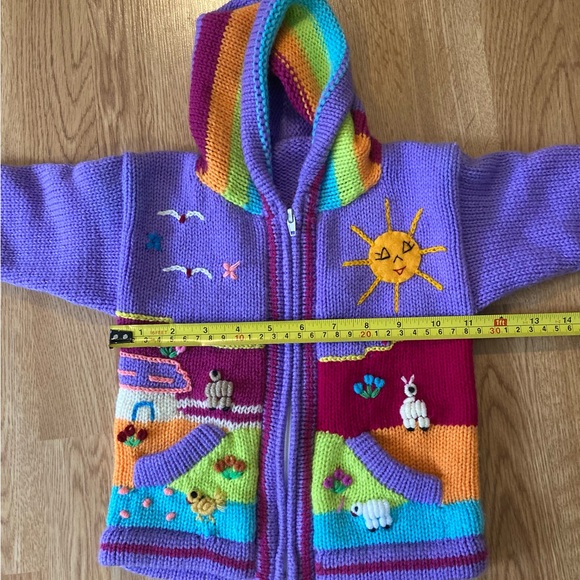 Colorful Knit Children's Hooded Sweater Peruvian Style - Picture 7 of 7